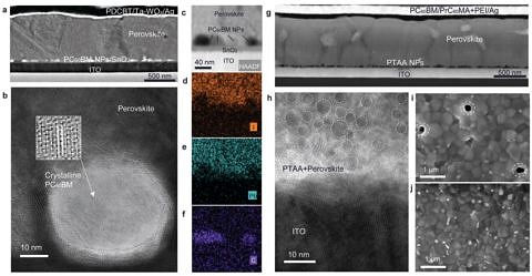 High-resolution analysis of organic-perovskite solar cell interface structures
