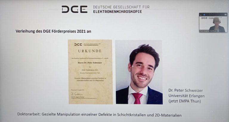 Dr. Peter Schweizer received the “DGE-Förderpreis” for his outstanding PhD thesis